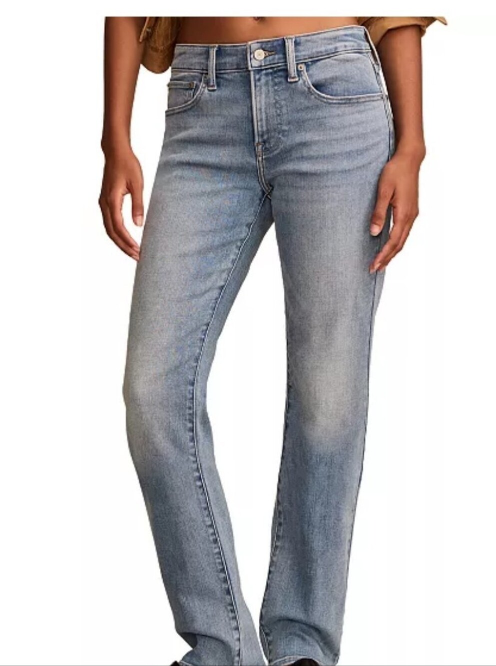 Trendy Light Misty Blue Straight Leg Jeans